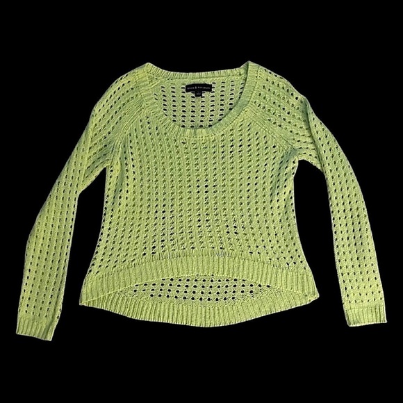 𝅺ROCK & REPUBLIC Neon Yellow Perforated Sweater for Women Size L. - Picture 1 of 15